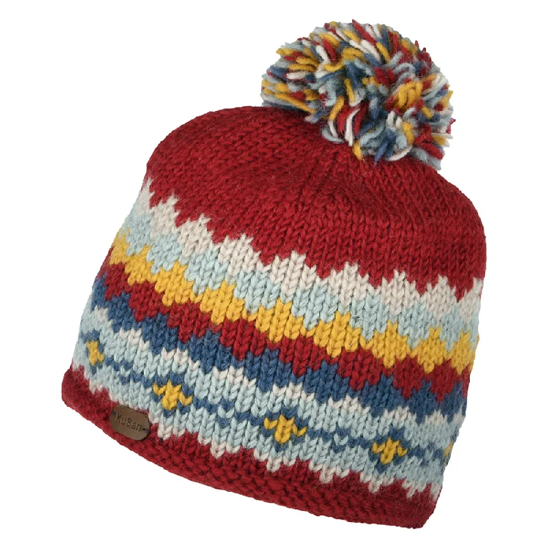 Kusan Short Bobble Hat - Red-Multi