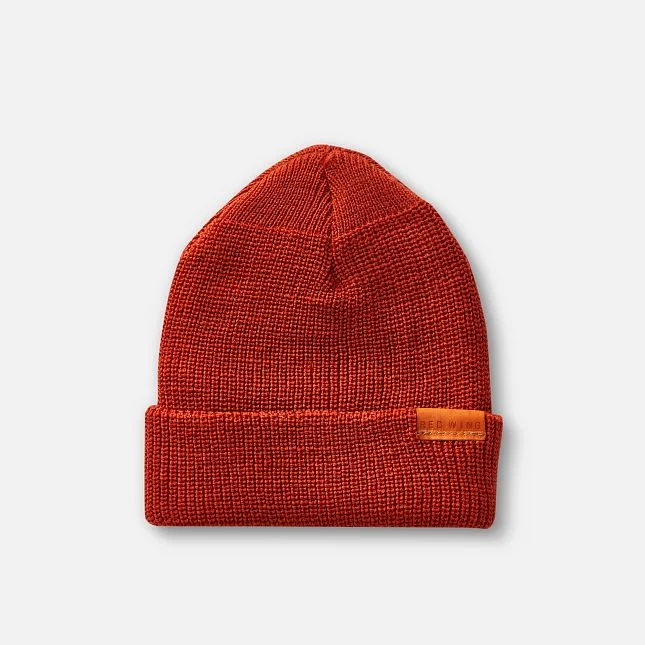 Merino Wool Knit Cap Beanie in Rust 97498