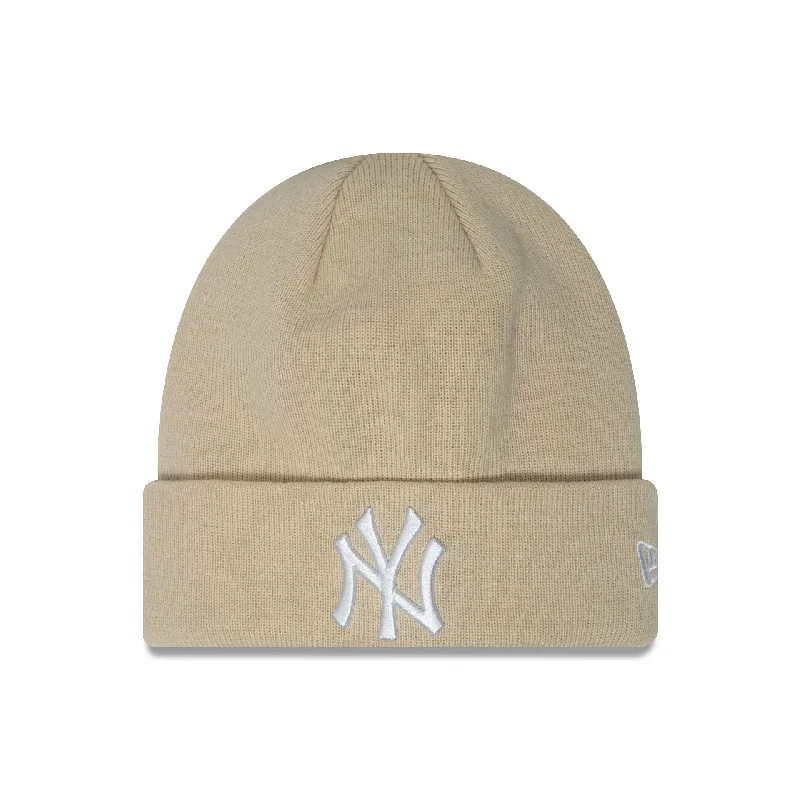 New York Yankees Essential Light Beige Cuff Knit Beanie Hat