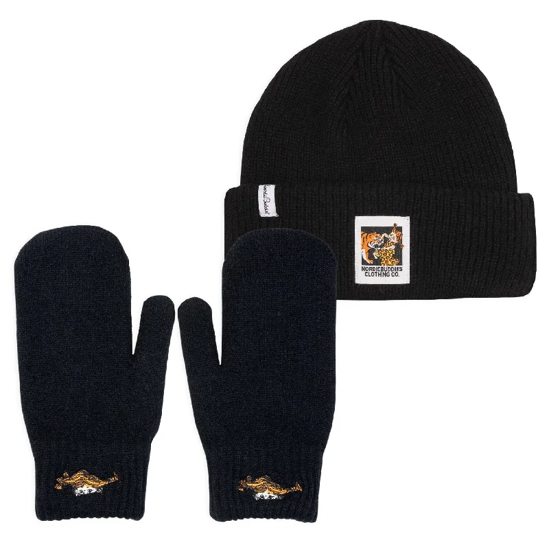 Pippi Beanie and Mittens Combo - Black