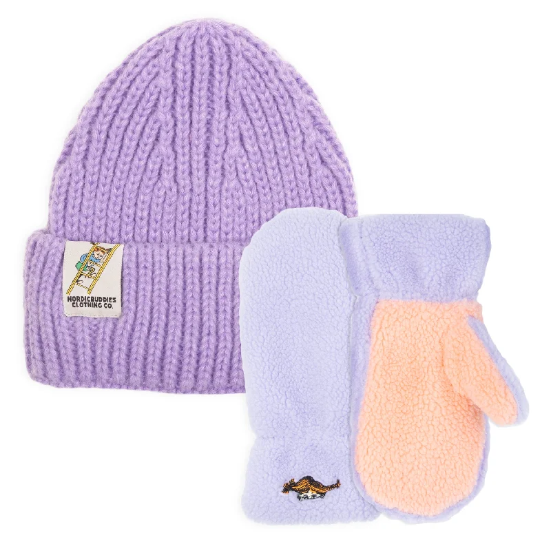 Pippi Beanie and Mittens Combo - Lilac