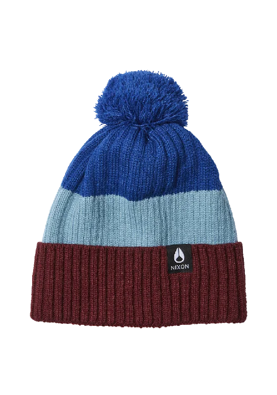 Schrader Pom Beanie - Dark Cherry / Blue