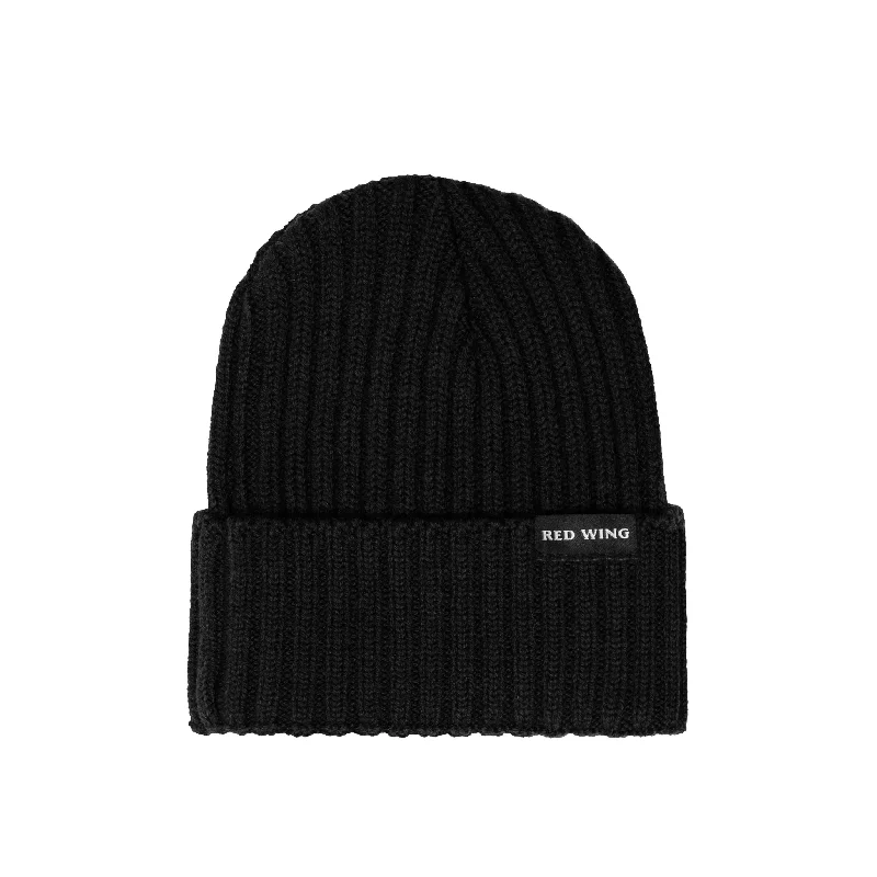 Shaniko Wool Knit Rib Beanie in Black